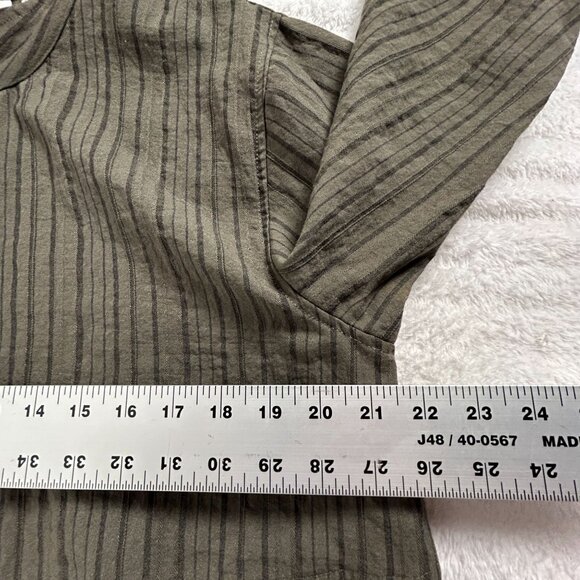 Habitat Womens Olive Green Striped Swing Jacket Medium 3/4 Sleeve Unique Buttons - Picture 7 of 8